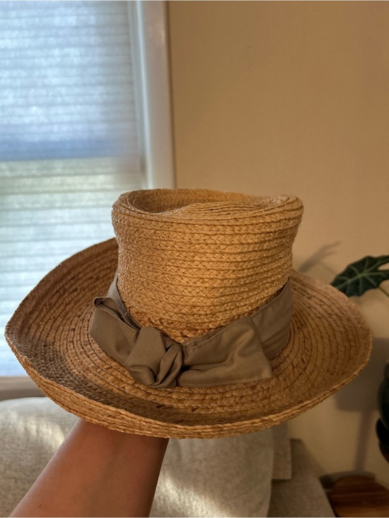 Kate Lord Accessories - Kate Lord Woven Straw Sun Hat with Taupe Bow S/M